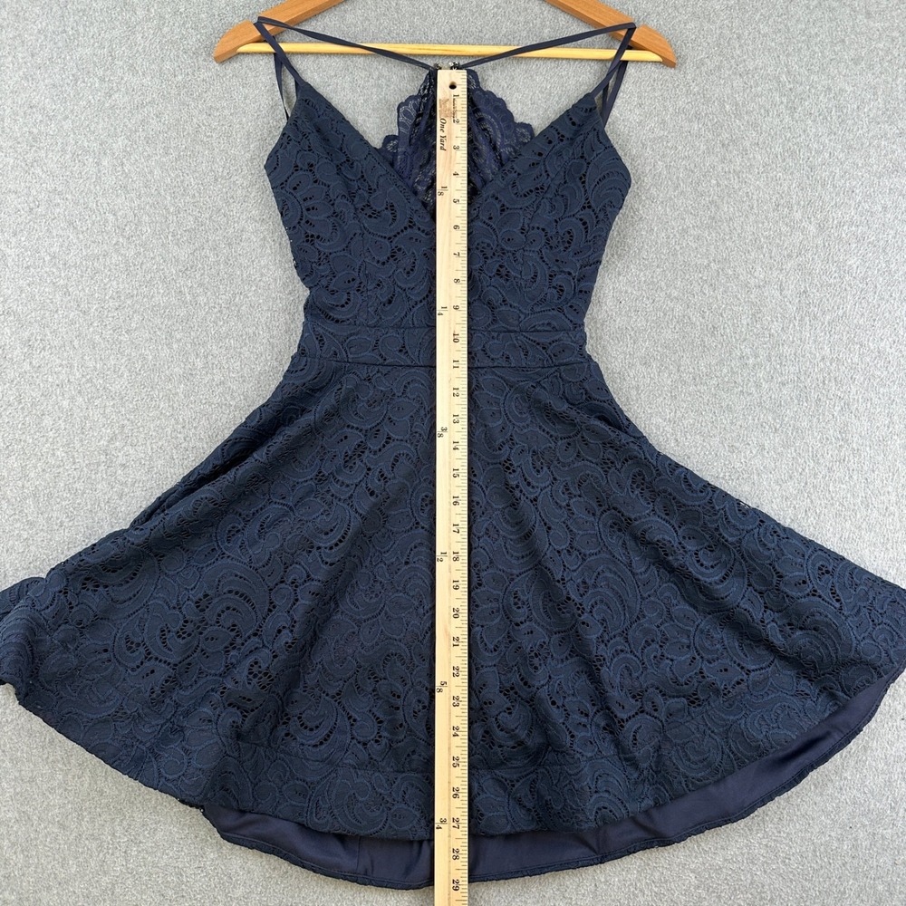 New Windsor Dress Women S Navy Lace Fit & Flare Sleeveless Open Back Mini - Picture 8 of 9